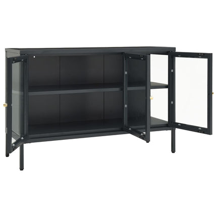 Skänk antracit 105x35x70 cm stål och glas
