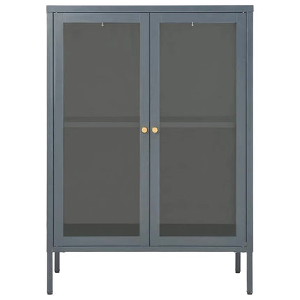 Skänk antracit 75x35x105 cm stål och glas
