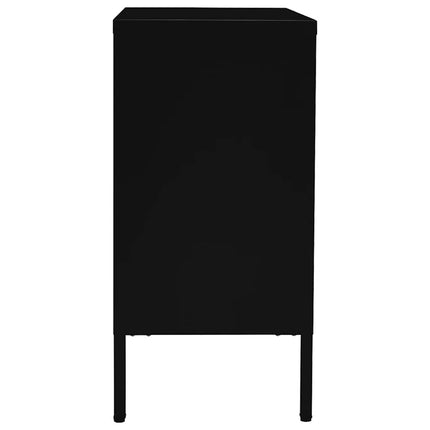 Skänk svart 75x35x70 cm stål och härdat glas