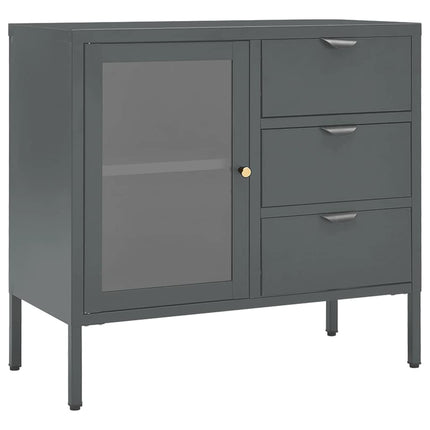 Skänk antracit 75x35x70 cm stål och härdat glas