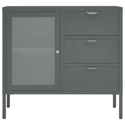 Skänk antracit 75x35x70 cm stål och härdat glas