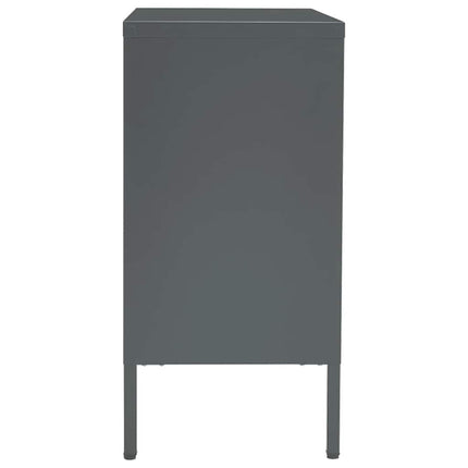 Skänk antracit 75x35x70 cm stål och härdat glas