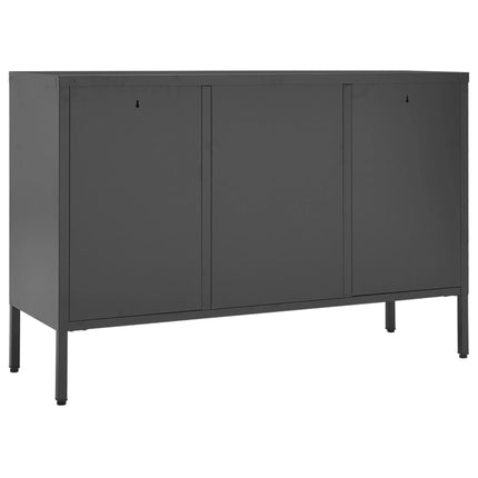 Skänk antracit 105x35x70 cm stål och härdat glas