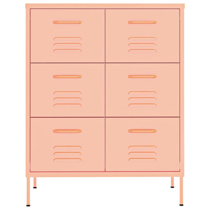 Byrå rosa 80x35x101,5 cm stål