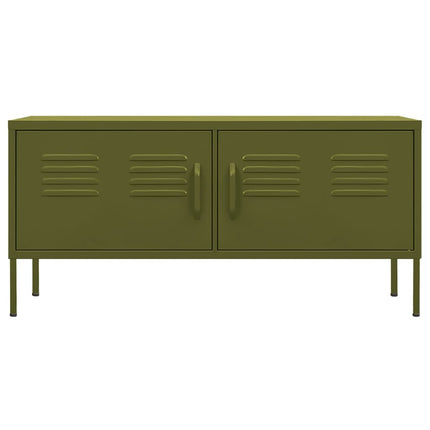 Tv-bänk olivgrön 105x35x50 cm stål