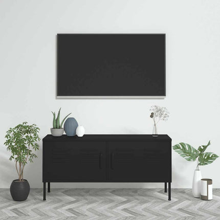 Tv-bänk svart 105x35x50 cm stål