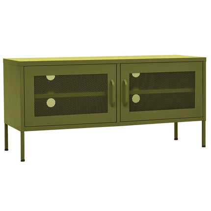 Tv-bänk olivgrön 105x35x50 cm stål