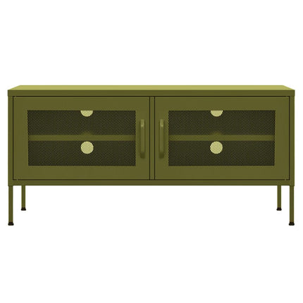 Tv-bänk olivgrön 105x35x50 cm stål