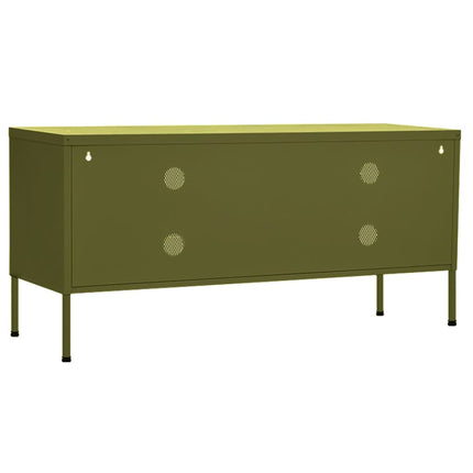 Tv-bänk olivgrön 105x35x50 cm stål