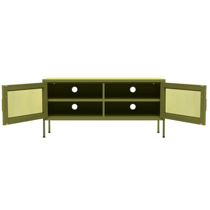 Tv-bänk olivgrön 105x35x50 cm stål
