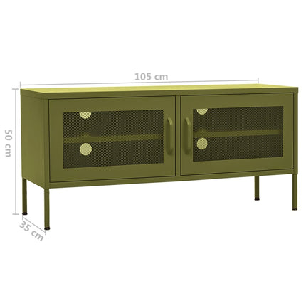 Tv-bänk olivgrön 105x35x50 cm stål