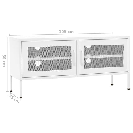 Tv-bänk vit 105x35x50 cm stål