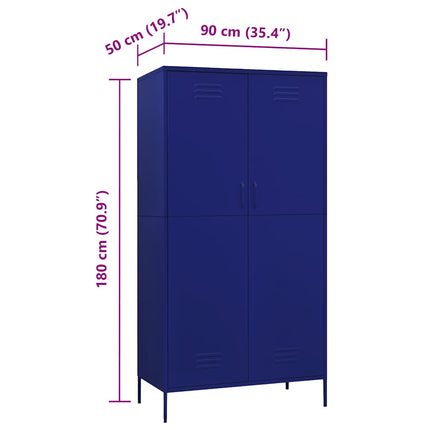 Garderob 90x50x180 cm marinblå stål