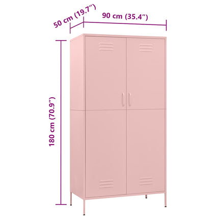 Garderob 90x50x180 cm rosa stål