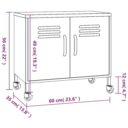 Förvaringsskåp rosa 60x35x56 cm stål