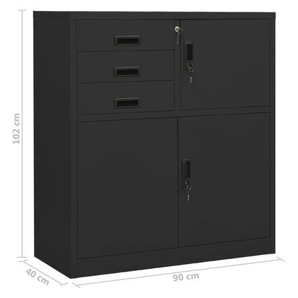Dokumentskåp antracit 90x40x102 cm stål