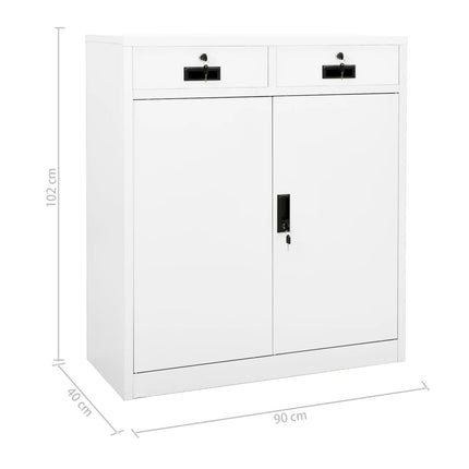 Dokumentskåp vit 90x40x102 cm stål