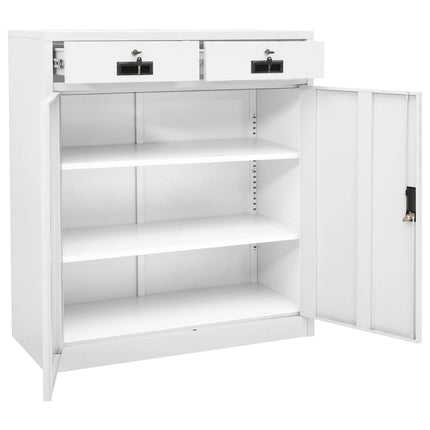 Dokumentskåp vit 90x40x102 cm stål