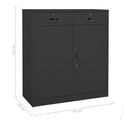 Dokumentskåp antracit 90x40x102 cm stål