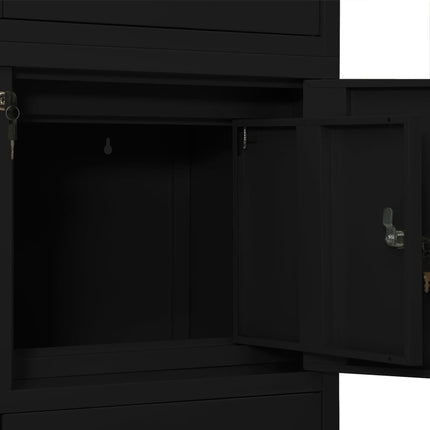 Dokumentskåp svart 90x40x180 cm stål