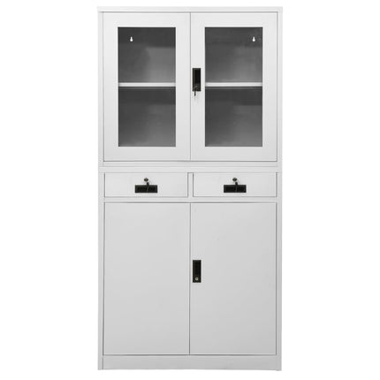 Dokumentskåp ljusgrå 90x40x180 cm stål och härdat glas