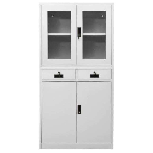 Dokumentskåp ljusgrå 90x40x180 cm stål och härdat glas