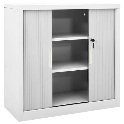 Dokumentskåp med skjutdörr grå 90x40x90 cm stål