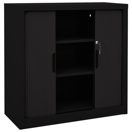 Skåp med skjutdörr svart 90x40x90 cm stål