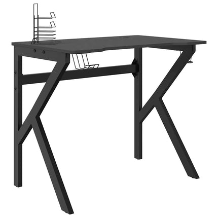 Gamingskrivbord med K-formade ben svart 90x60x75 cm