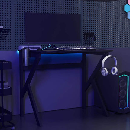 Gamingskrivbord med K-formade ben svart 90x60x75 cm