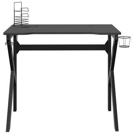 Gamingskrivbord med K-formade ben svart 90x60x75 cm