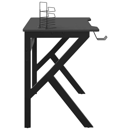 Gamingskrivbord med K-formade ben svart 90x60x75 cm