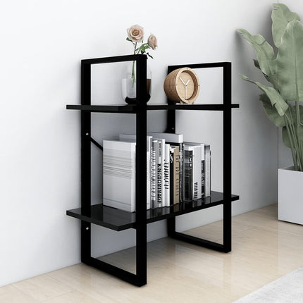 Bokhylla 2 hyllplan svart 60x30x70 cm konstruerat trä