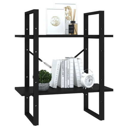 Bokhylla 2 hyllplan svart 60x30x70 cm konstruerat trä