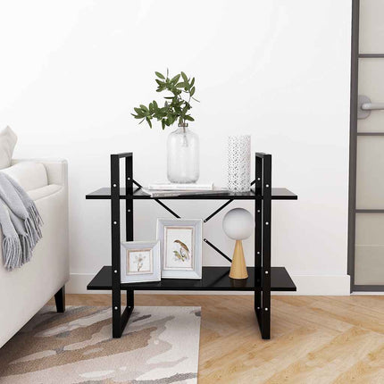 Bokhylla 2 hyllplan svart 80x30x70 cm konstruerat trä