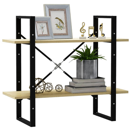 Bokhylla 2 hyllor sonoma-ek 80x30x70 cm konstruerat trä