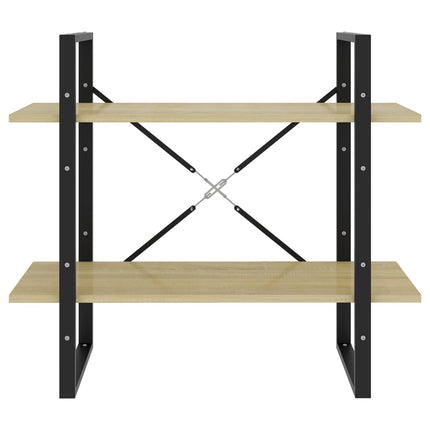 Bokhylla 2 hyllor sonoma-ek 80x30x70 cm konstruerat trä