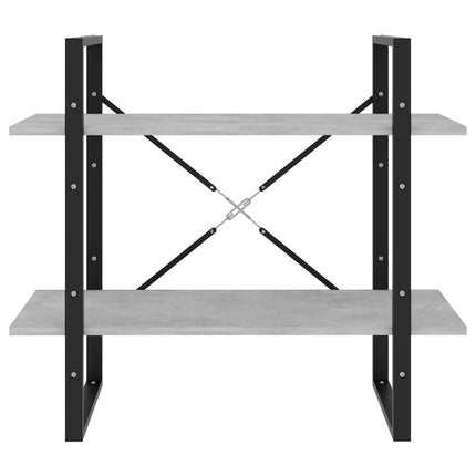 Bokhylla 2 hyllor betonggrå 80x30x70 cm konstruerat trä