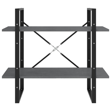 Bokhylla 2 hyllplan grå 80x30x70 cm massiv furu