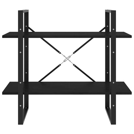 Bokhylla 2 hyllplan svart 80x30x70 cm massiv furu