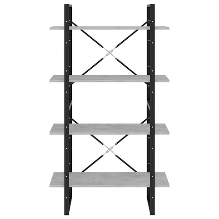 Bokhylla 4 hyllplan betonggrå 80x30x140 cm konstruerat trä