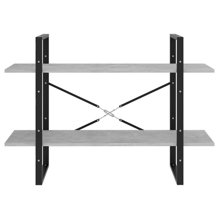 Bokhylla 2 hyllor betonggrå 100x30x70 cm konstruerat trä