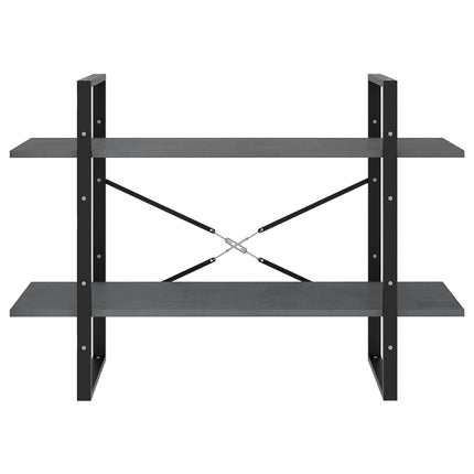 Bokhylla 2 hyllplan grå 100x30x70 cm massiv furu