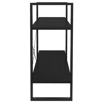 Bokhylla 2 hyllplan svart 100x30x70 cm massiv furu