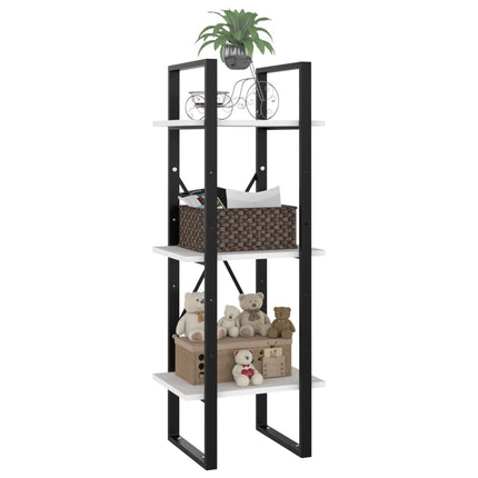Bokhylla 3 hyllor vit 40x30x105 cm konstruerat trä