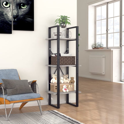 Bokhylla 3 hyllor betonggrå 40x30x105 cm konstruerat trä
