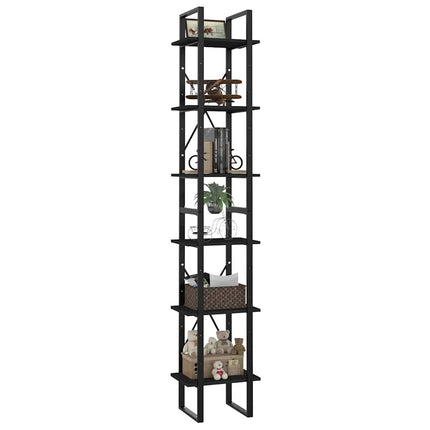 Bokhylla 6 hyllplan svart 40x30x210 cm konstruerat trä