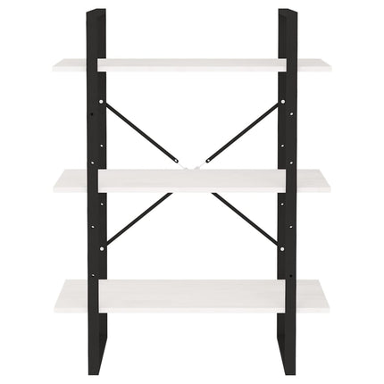 Bokhylla 3 hyllplan vit 80x30x105 cm massiv furu
