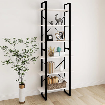 Hög bokhylla vit 80x30x210 cm massiv furu