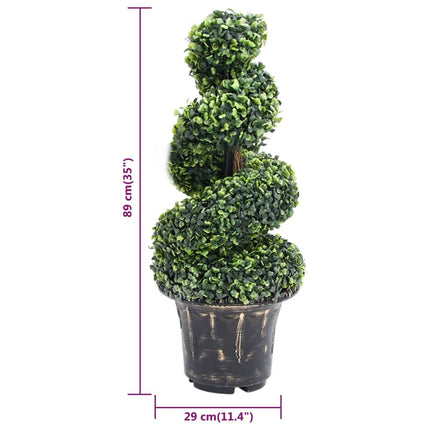 Konstväxt buxbomar spiral med kruka 89 cm grön